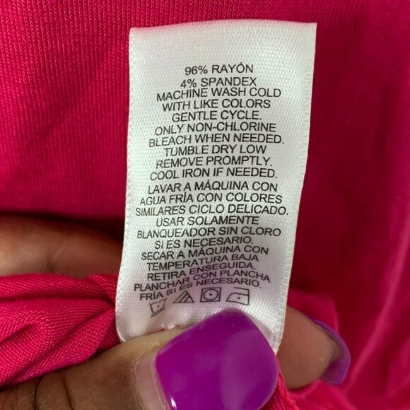 🟣🟣🟣 ELLEN TRACY Womens Size Medium Pink Flowy Short Basic Sleeve Blouse - Picture 6 of 8